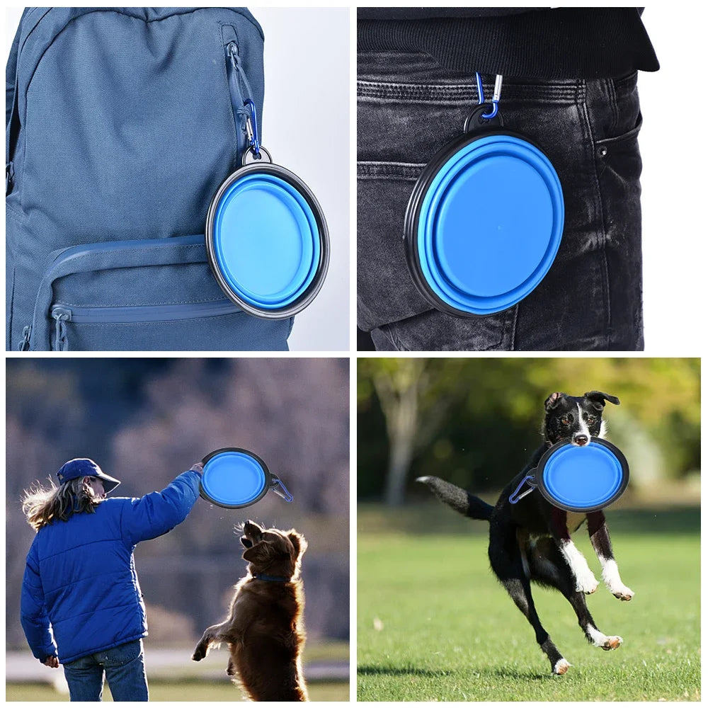 Collapsible Pet Silicone Dog Food Water Bowl Outdoor Camping Travel Portable Folding Pet Bowl Dishes