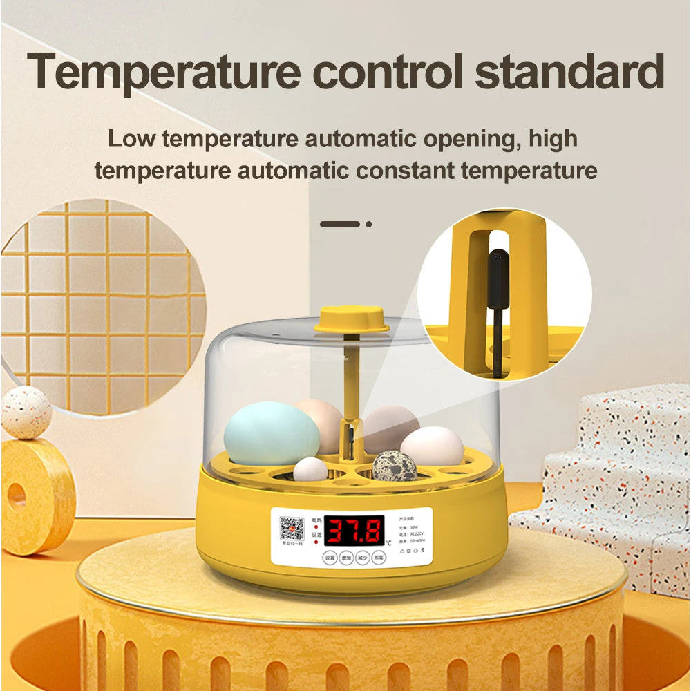 Mini Egg Automatic Incubator Home Brooder Cute Cartoon Automatic Incubator Electric for Chicken Birds Duck Goose 6 Eggs