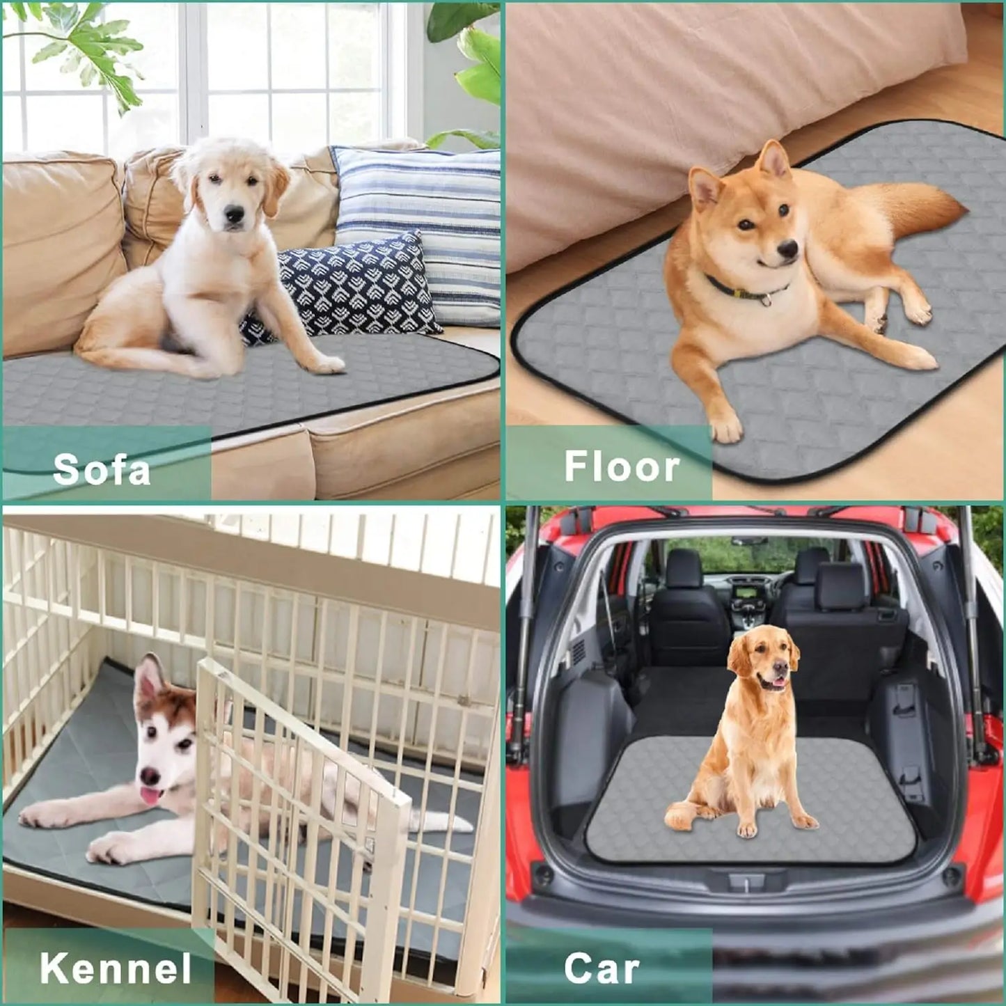 2Pcs Washable Dog Pads Reusable Puppy Pee Wee Training Pads Air permeable Non-Slip Leakproof Waterproof Odor Resistant