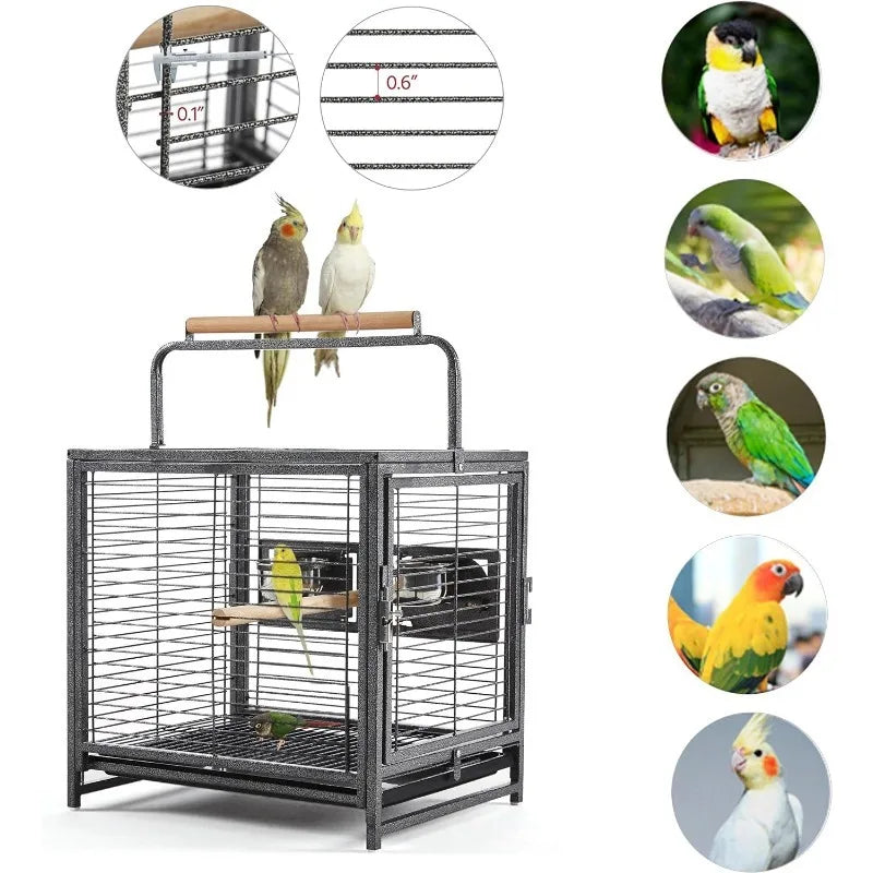 25.5'' Wrought Iron Bird Travel Carrier Cage