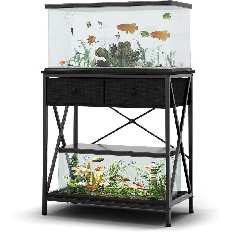 40-50 Gallon Metal Fish Tank Stands with Cabinet for Accessories Storage