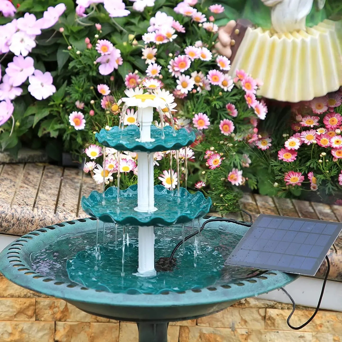 Solar Bird Bath Water Fountain For Bird Bathing Garden Decoration