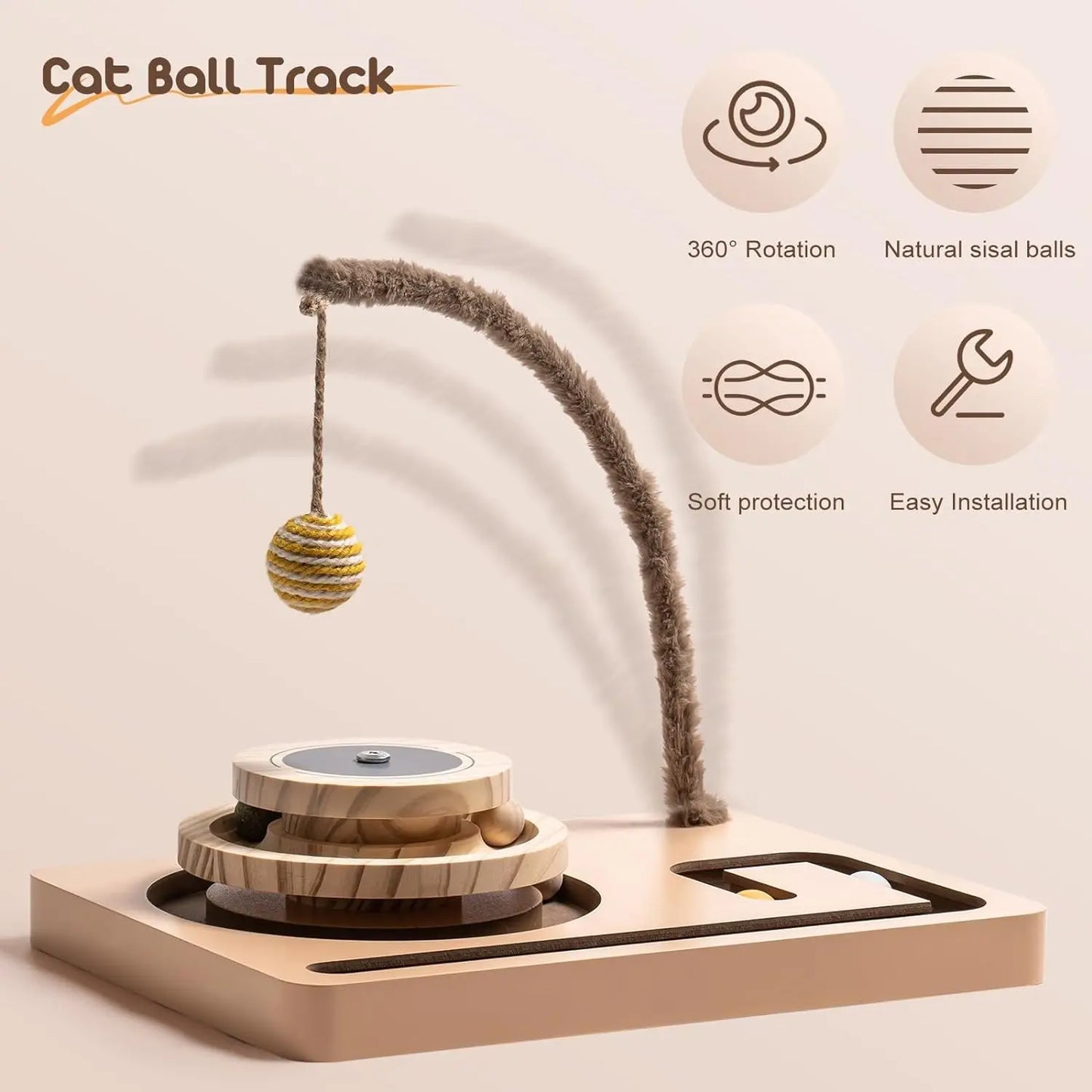 Cat Toy Roller 2-layer Turntable & Play Track with Interactive Balls