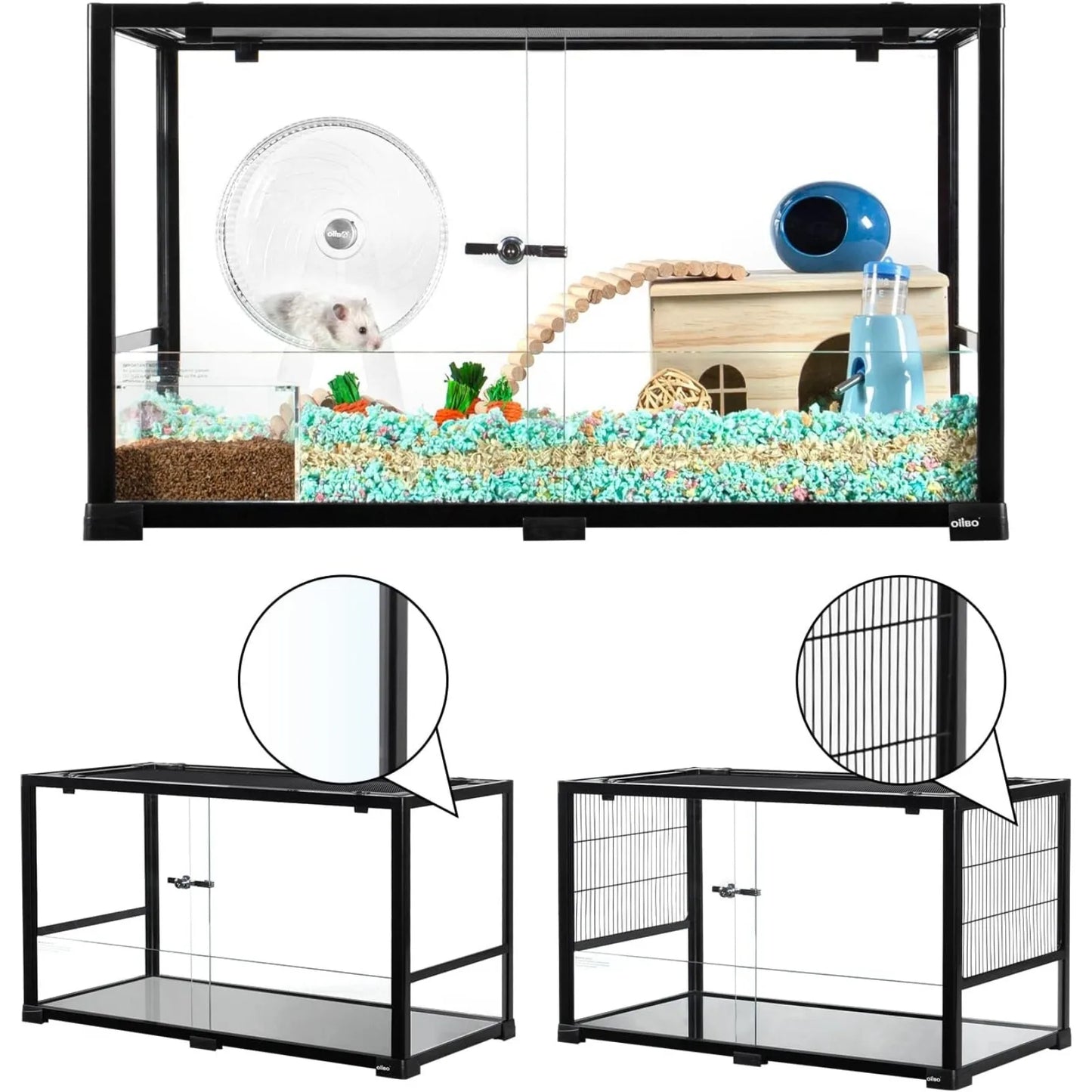 Glass Large Hamster Cage Habitat with Mesh and Glass Side