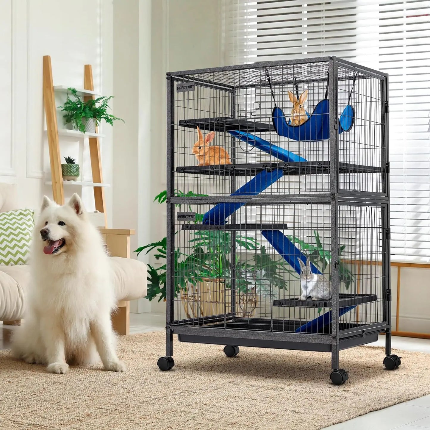 Metal Small Animal Cages Rolling with Removable Ramps