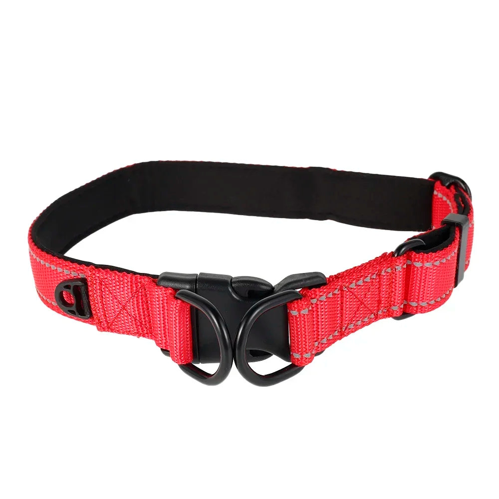 Dog Collars Soft Padded Nylon Neck Collar With Reflective Strip