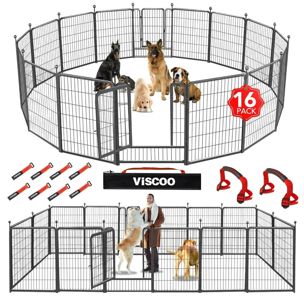 Dog Playpen Outdoor with Doors Foldable Metal