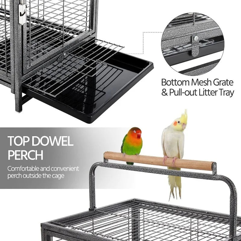 25.5'' Wrought Iron Bird Travel Carrier Cage