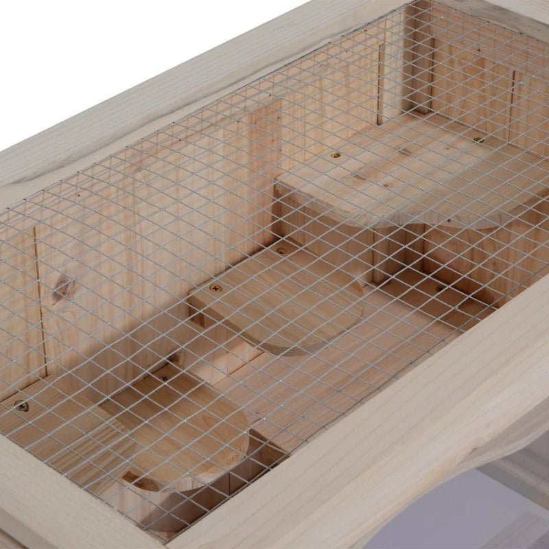 Wooden Hamster Cage Rabbit Guinea Pig Chinchilla Pet House 2 Levels Home w/ openable roof & Window