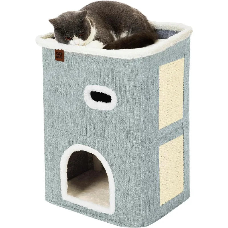 2-Story Cat House for Indoor Cats Bed