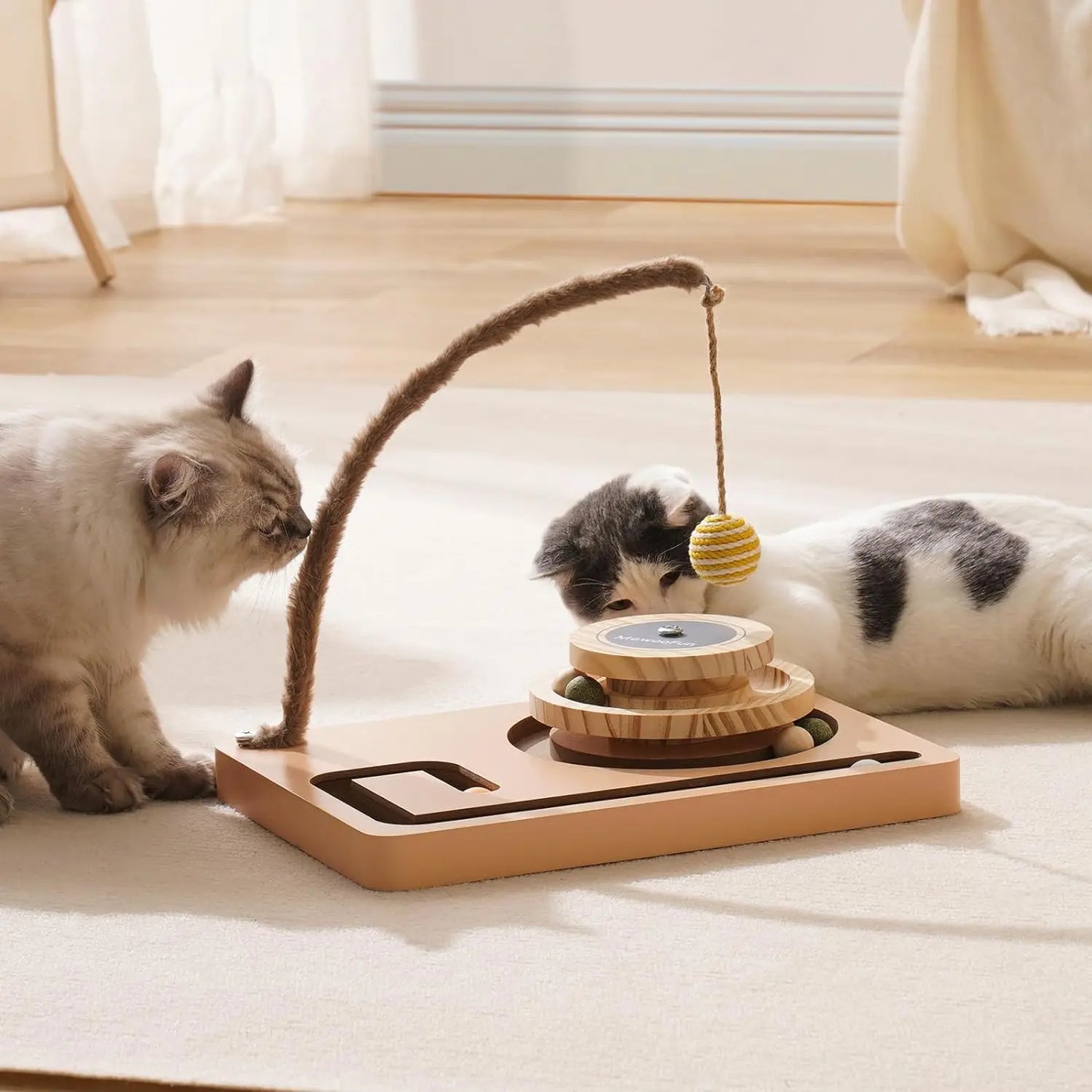 Cat Toy Roller 2-layer Turntable & Play Track with Interactive Balls