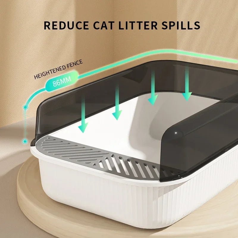 Large Capacity Cat Litter Box Semi-closed Plastic Sand Box for Cats Pet Toilet Anti Splash Cat Tray Bedpan Pet Supplies