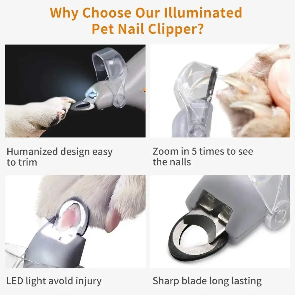 Professional Pet Nail Clipper with LED Light Dog Cat Groomin Tool Scissors Nail Toe Claw Scissors Trimmer Animal Pet Supplies