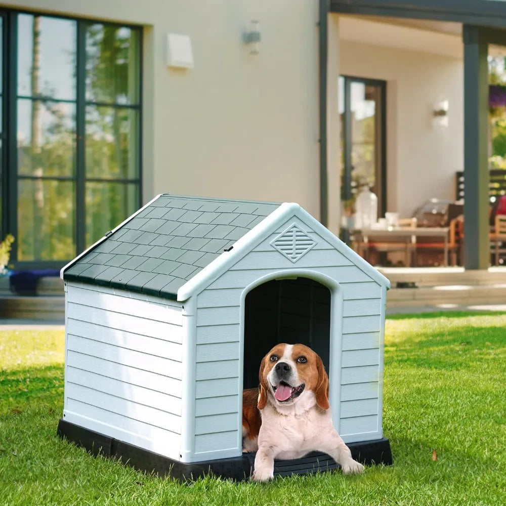 28.5'' Large Plastic Dog House Outdoor Indoor Water Resistant Easy Assembly