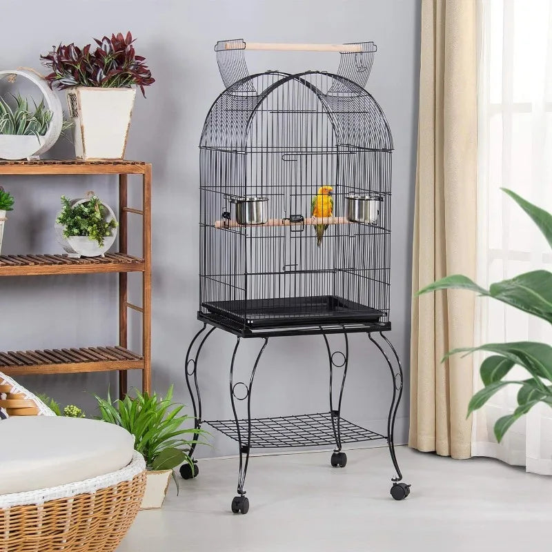 59-Inch Rolling Standing  Bird Cage for Parrots Cockatiels Sun Parakeets Lovebirds