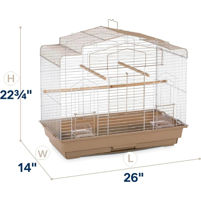 Barn Style Bird Cage, Brown/White