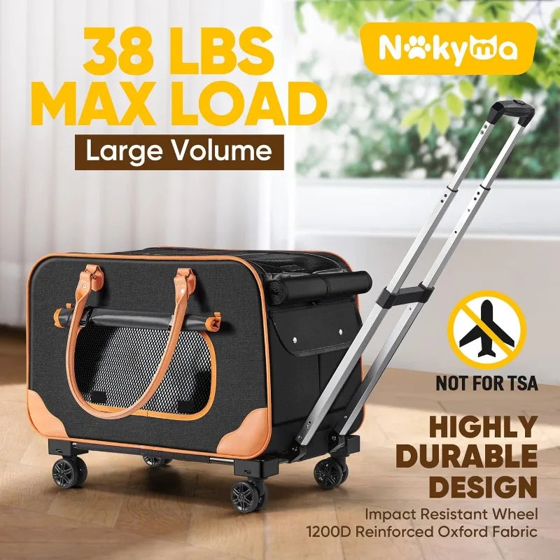 Rolling Pet Carrier with Wheels up to 38 LBS