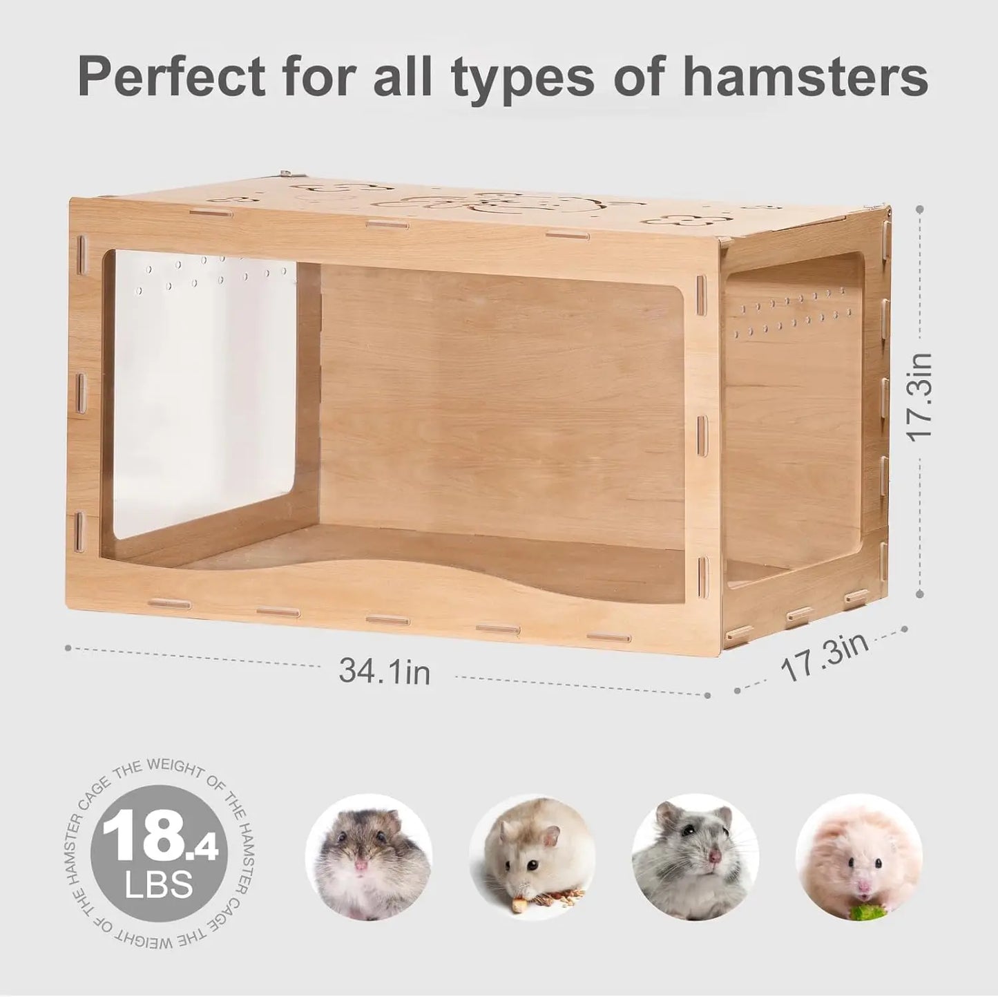 Wooden Hamster Cage Large Hamster Cage without Accessories Front-closing and Front-opening