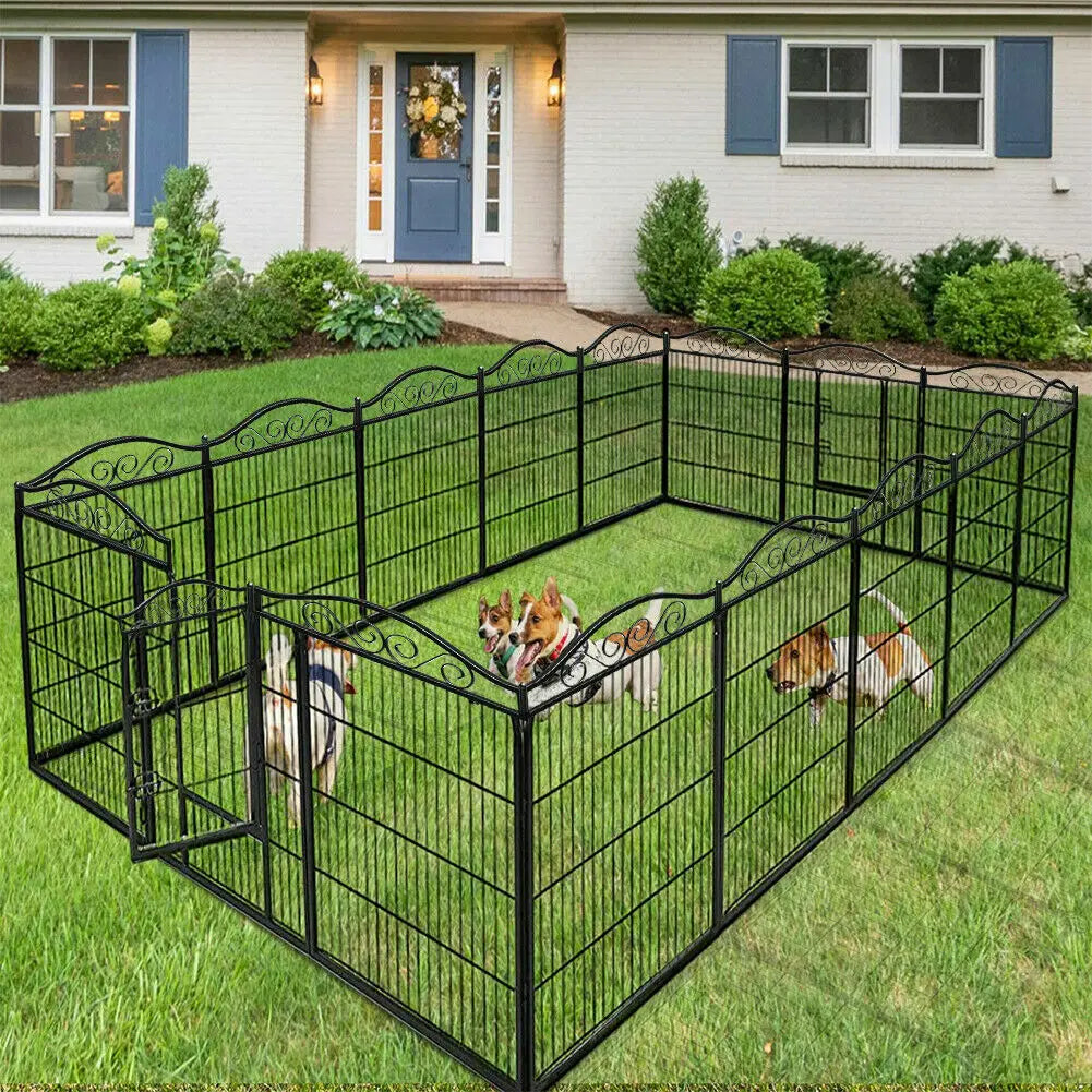 Heavy Duty Metal Dog Playpen Foldable 8 Panels with Gate for Indoor Outdoor