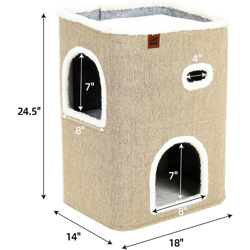 2-Story Cat House for Indoor Cats Bed