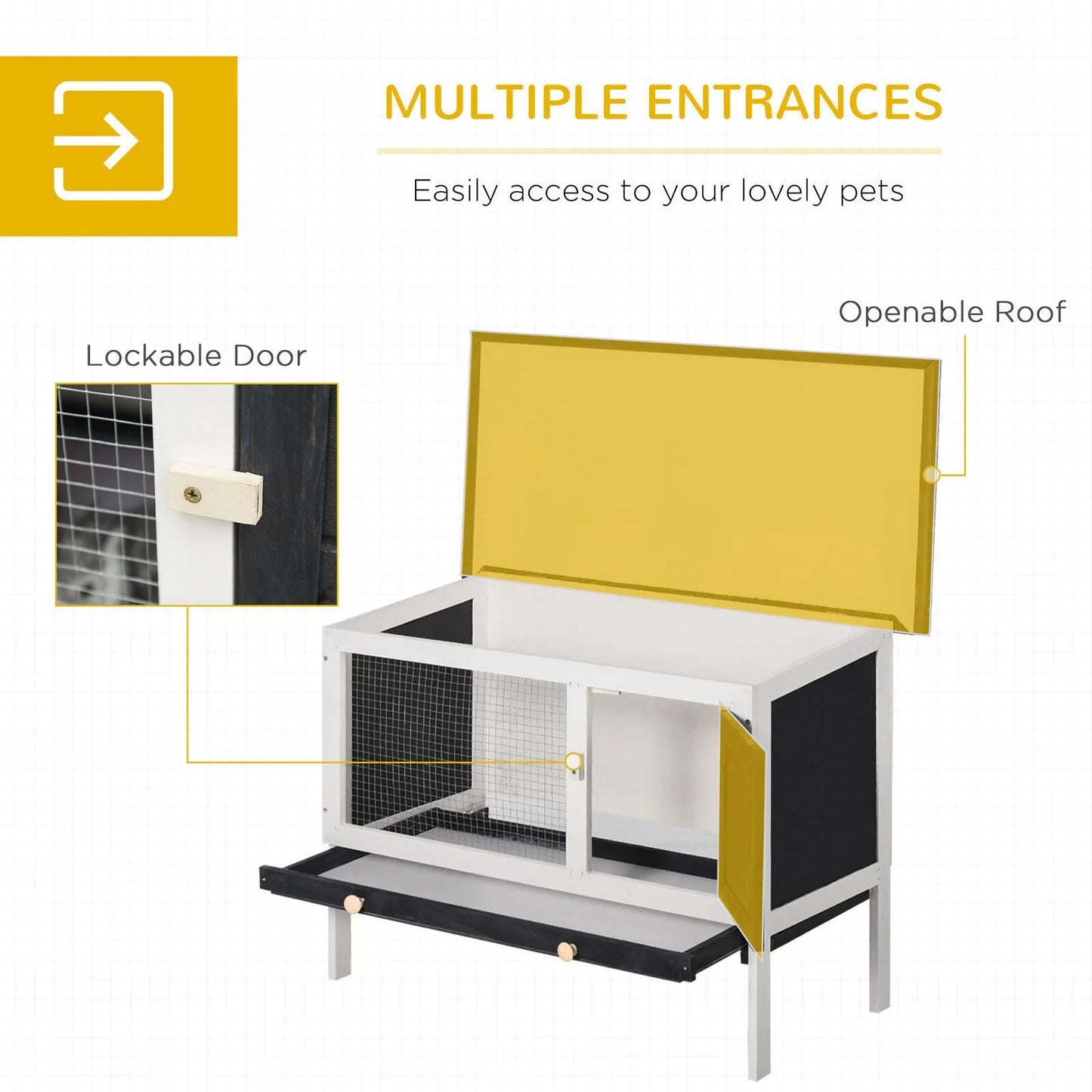 Indoor/Outdoor Wood Rabbit Hutch  w/Slide-Out Tray