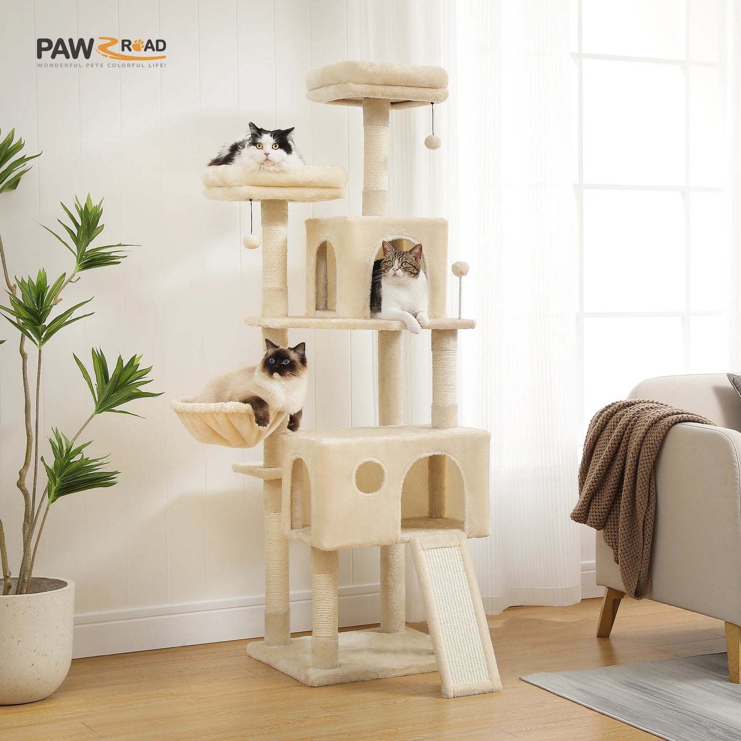 Multi-Level Cat Tree For Cats With  and Perches  Scratch Board