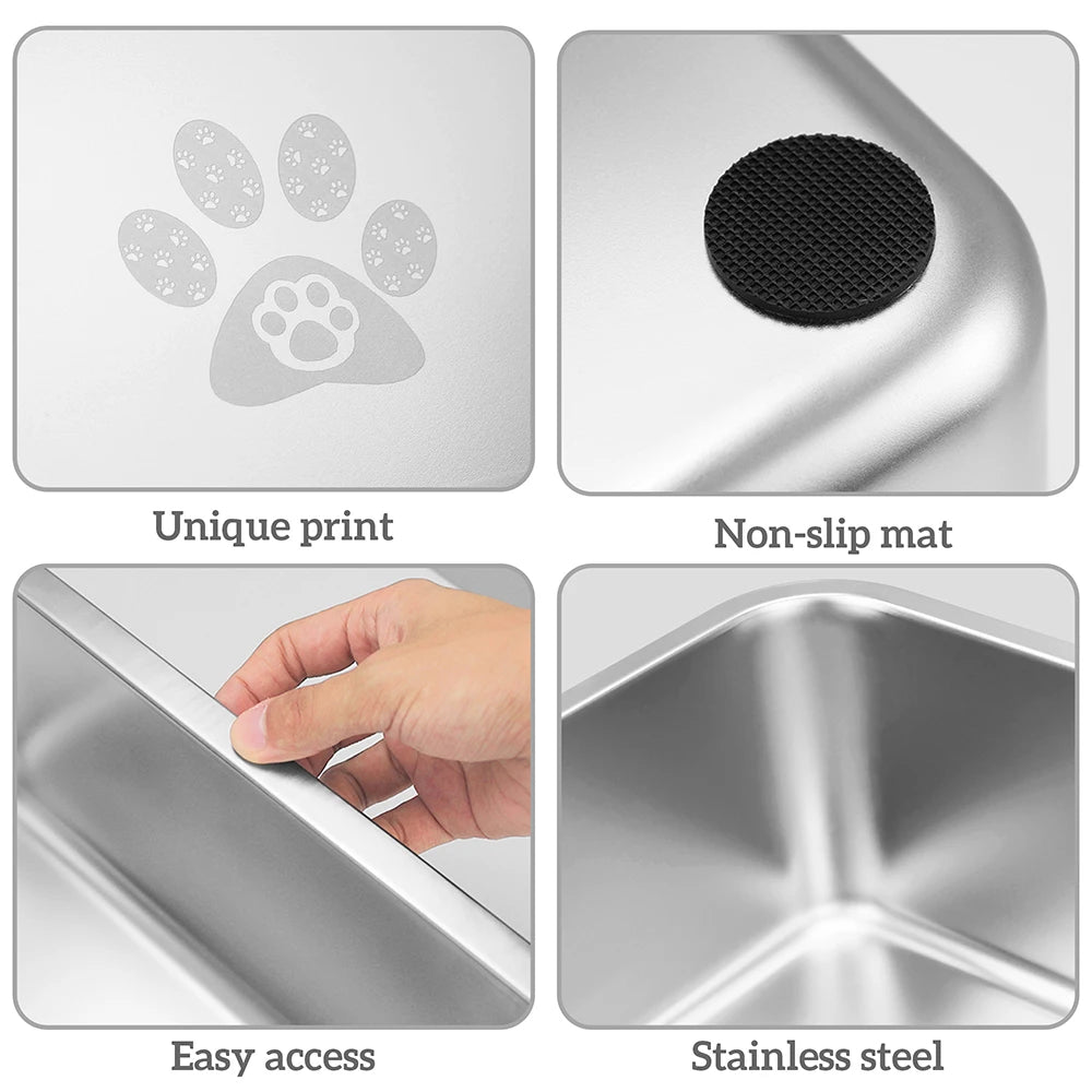 Stainless Steel Cat Litter Box High Side Cats Toilet Splash-Proof and Non-Stick Cat Poop Box odorless for Cat and Rabbits