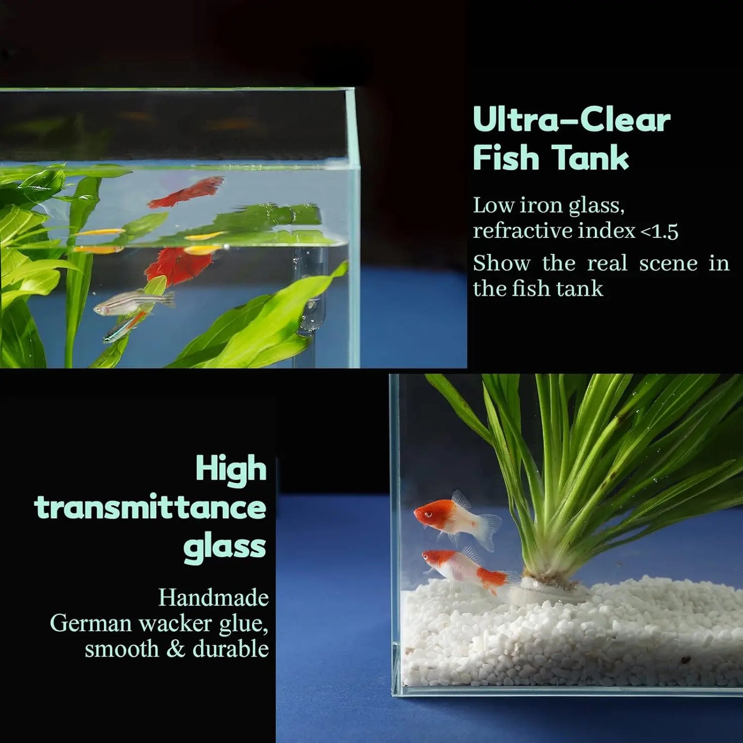 3 Gallon Ultra Clear Glass Fish Tank Rimless Low Iron Aquarium for Betta/Nano/Goldfish/Snail/Shrimp