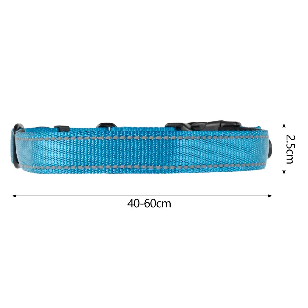 Dog Collars Soft Padded Nylon Neck Collar With Reflective Strip