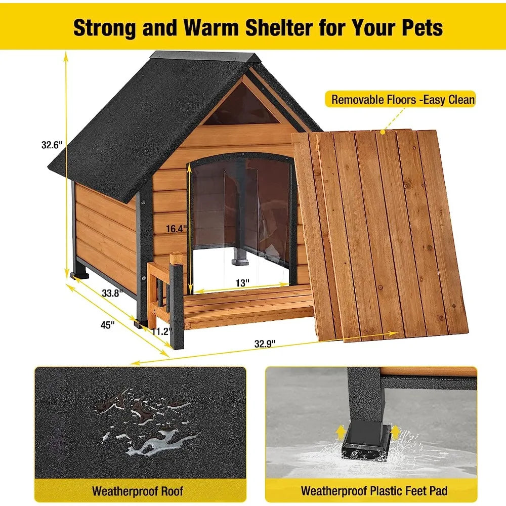 Outdoor kennels bite-proof design, small to medium-sized dog home with porch