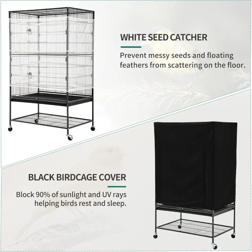 52 inches Birdcage Cover and Bird Cage Seed Catcher, Bird Cages for Parakeets, Parrot, Cockatiel, Pigeon, Flight cage for Birds