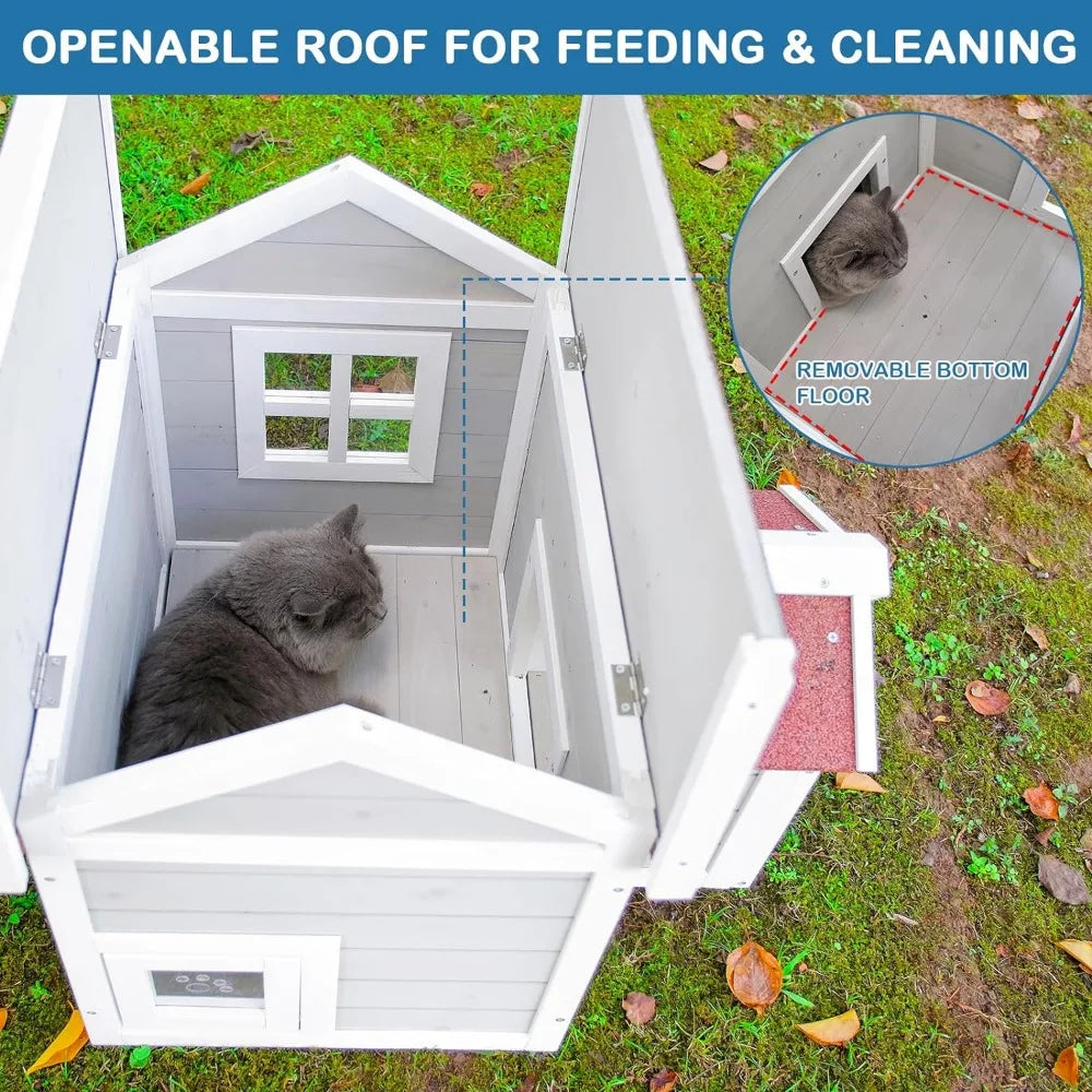 Weatherproof Cat House Outdoor for Winter