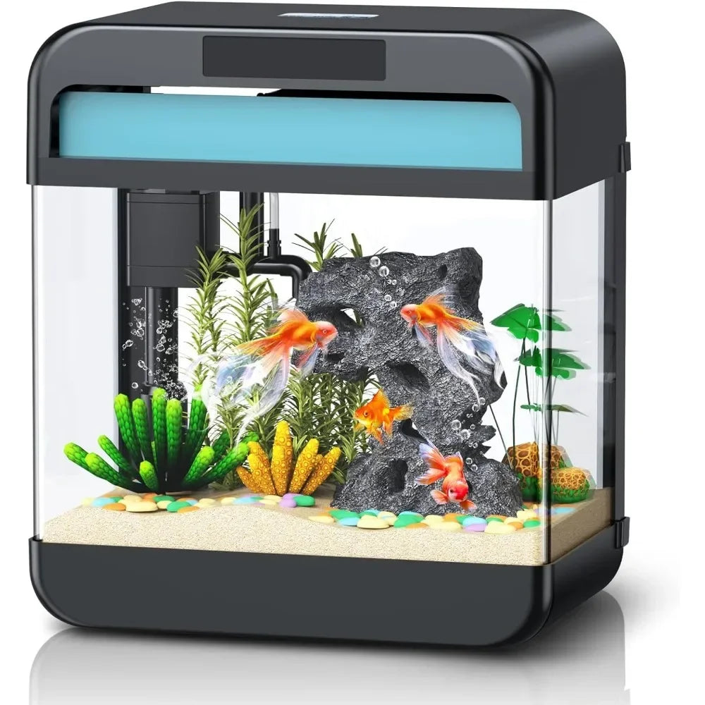 Fish Tank Aquarium 2.2 Gallon with Adjustable 3 Color Lighting