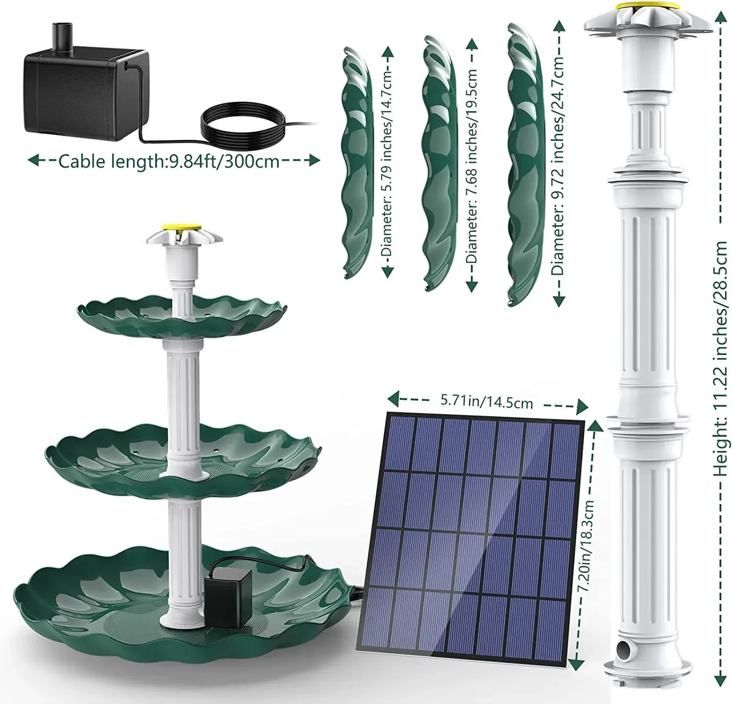 Solar Bird Bath Water Fountain For Bird Bathing Garden Decoration