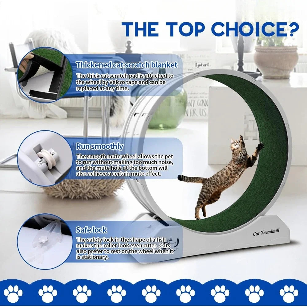 Cat Treadmill Wheel Exerciser for Kitty’s Longer Life Running Wheel With Carpeted Runway