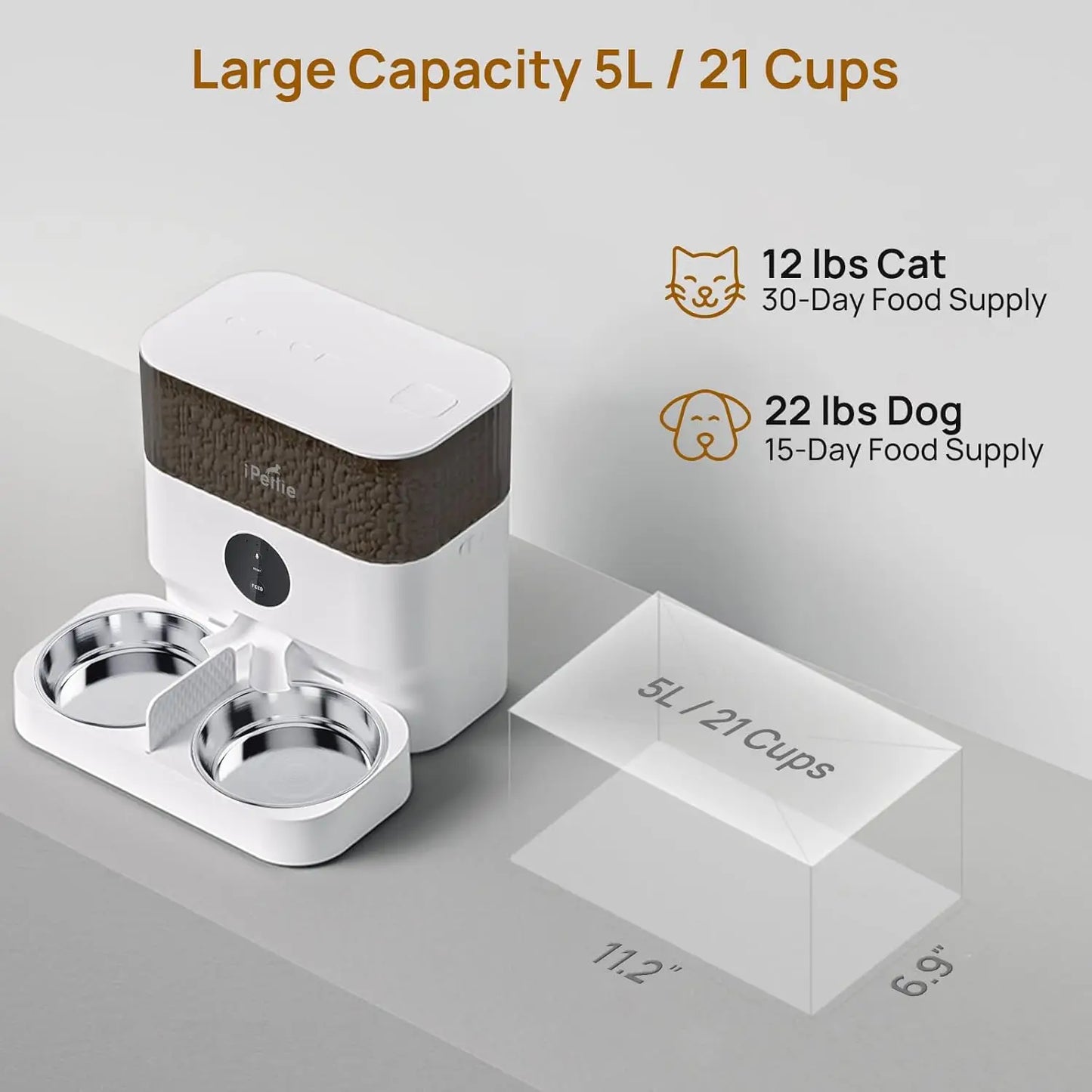 Automatic WiFi Pet Feeder for 2 Pets Smart Dog Cat Feeder