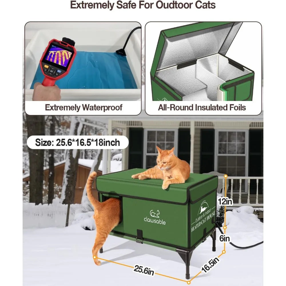 Waterproof Heated Cat House for Outdoor Cats in Winter