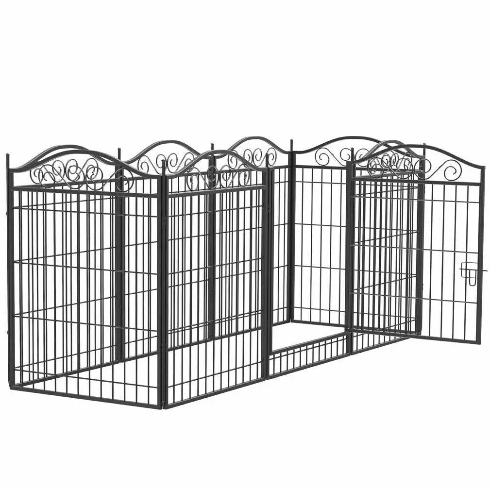 Heavy Duty Metal Dog Playpen Foldable 8 Panels with Gate for Indoor Outdoor