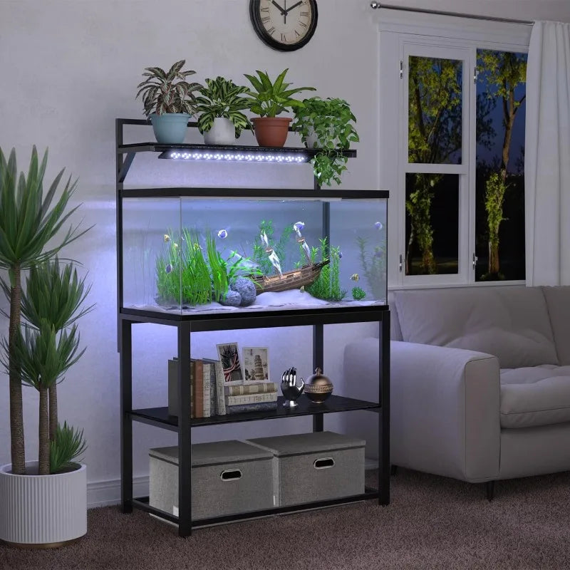 40-50 Gallon Fish Tank Stand with Plant Shelf Metal Aquarium Stand