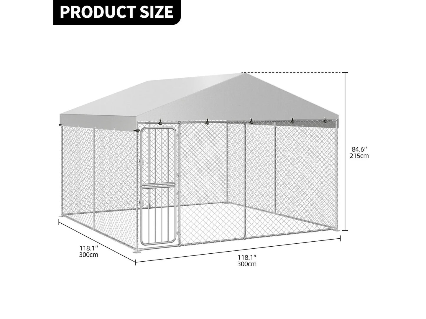 10 x 10 Feet Outdoor Dog Cage Enclosure with Covered Fence-