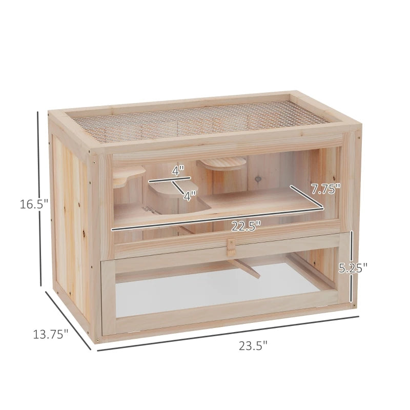 Wooden Hamster Cage Rabbit Guinea Pig Chinchilla Pet House 2 Levels Home w/ openable roof & Window