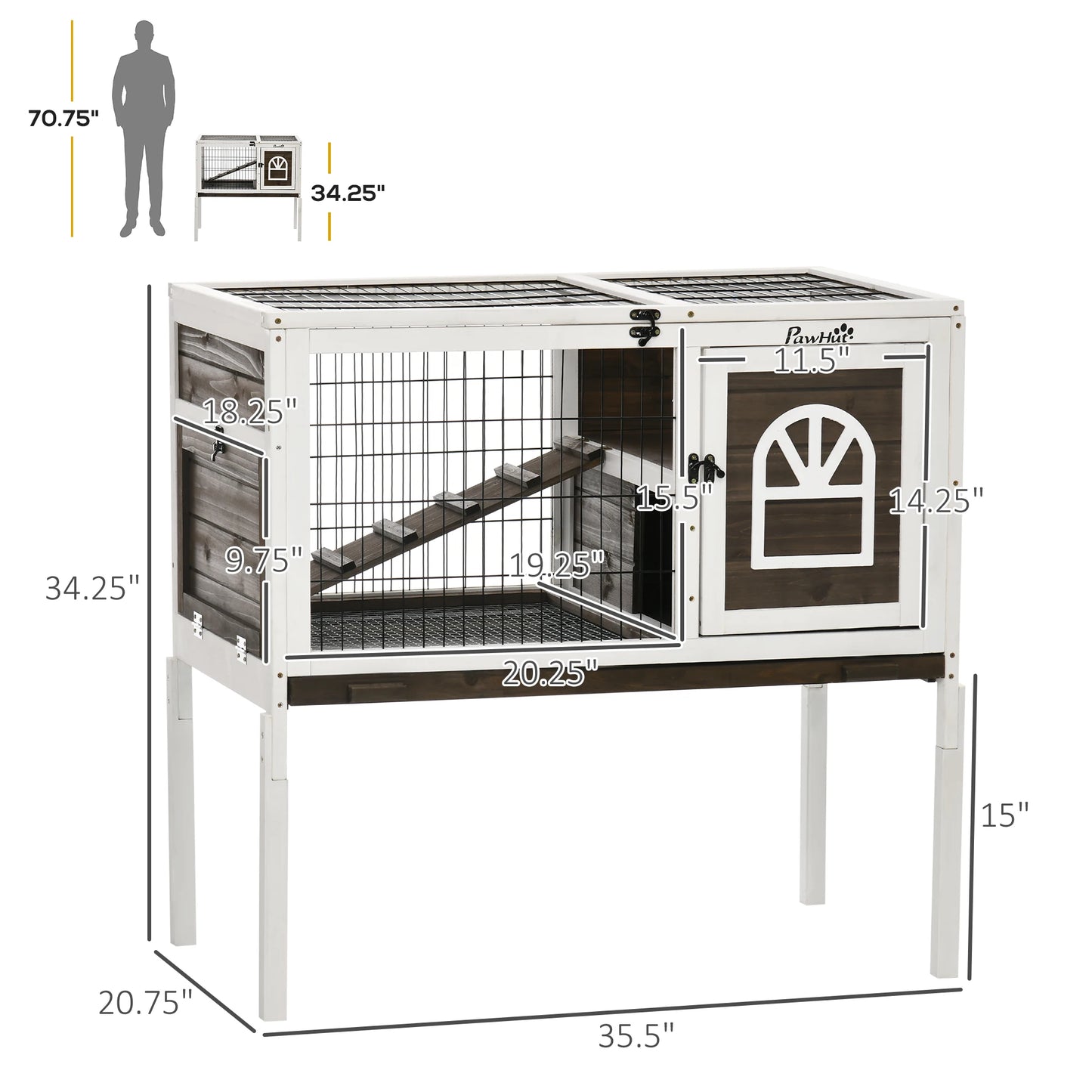 Wooden Rabbit Hutch Indoor Outdoor Pet House