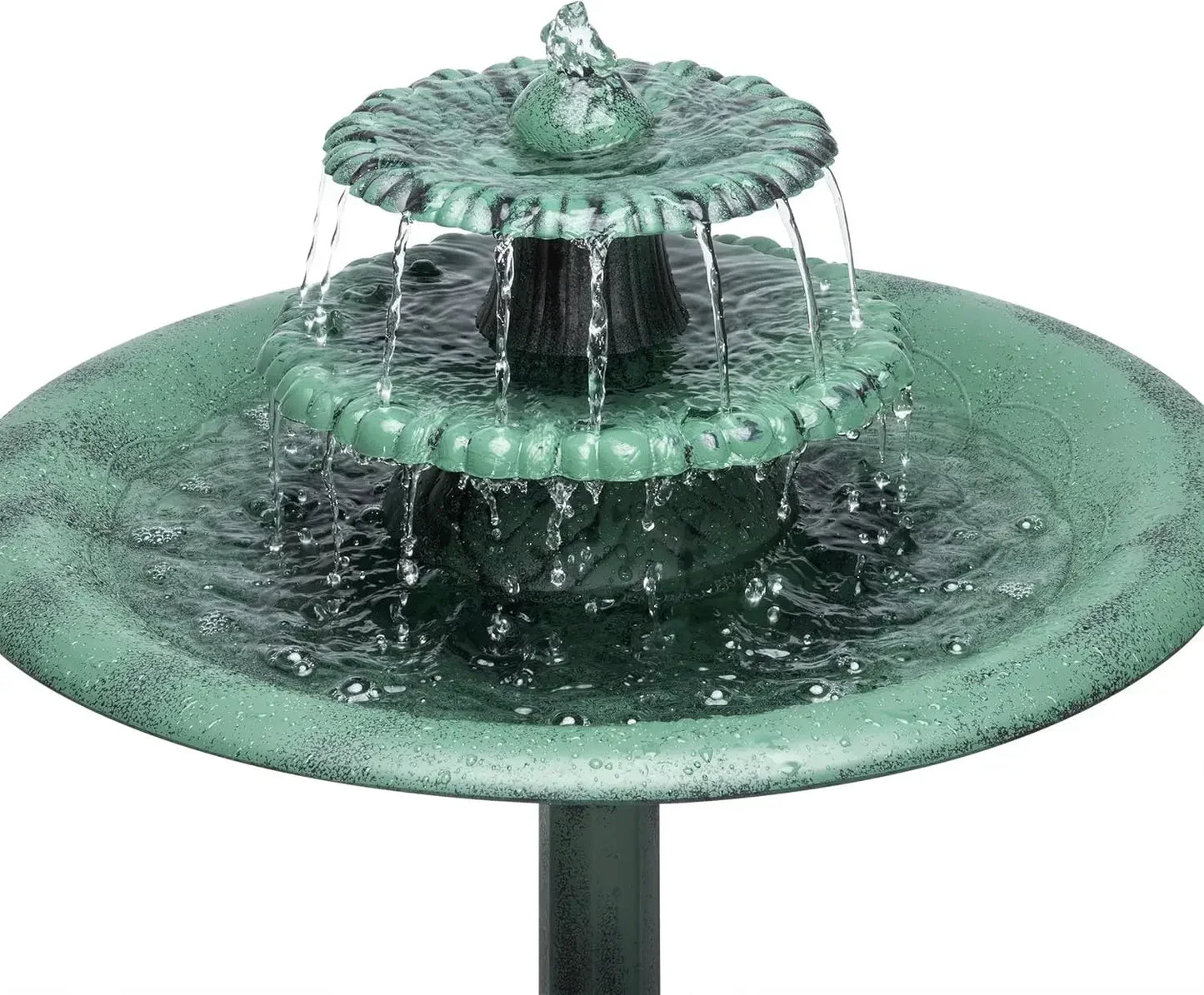 Outdoor Floor 3-Tiered Pedestal Water Fountain and Birdbath