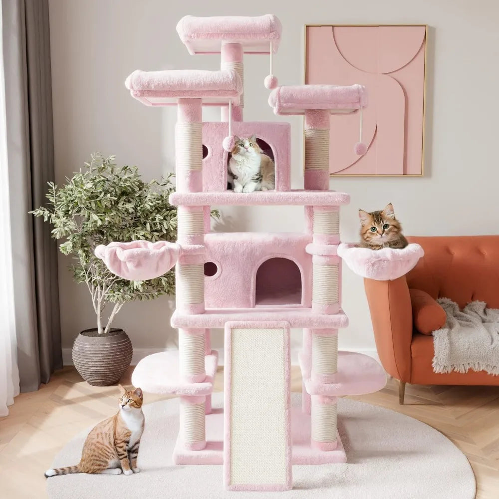 68 Inches Multi-Level Large Tree for Large Cats/Big Tower with Condo/Cozy Plush Cat Perches/Sisal Scratching Posts