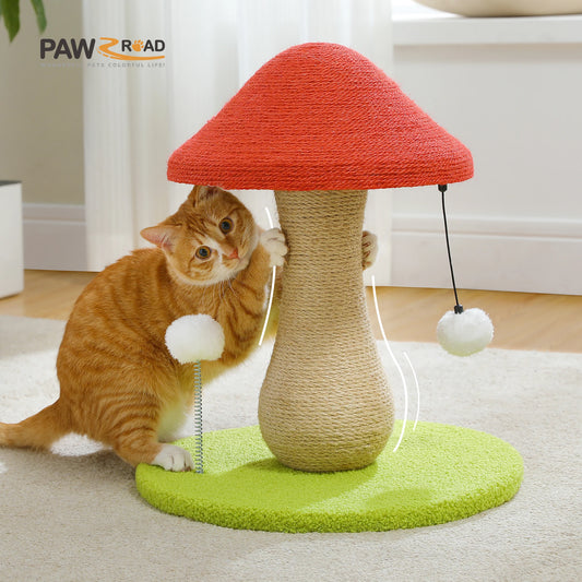 Small Cat Scratching Post with Spring Ball Mushroom for Indoor Natural Scratching Post for Cats