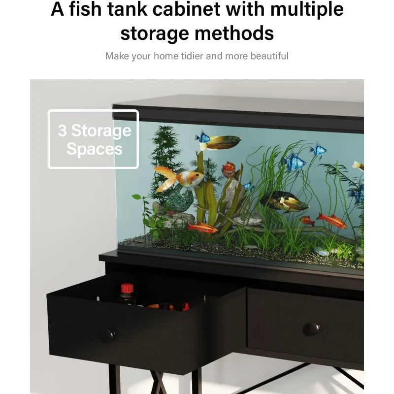 40-50 Gallon Metal Fish Tank Stands with Cabinet for Accessories Storage