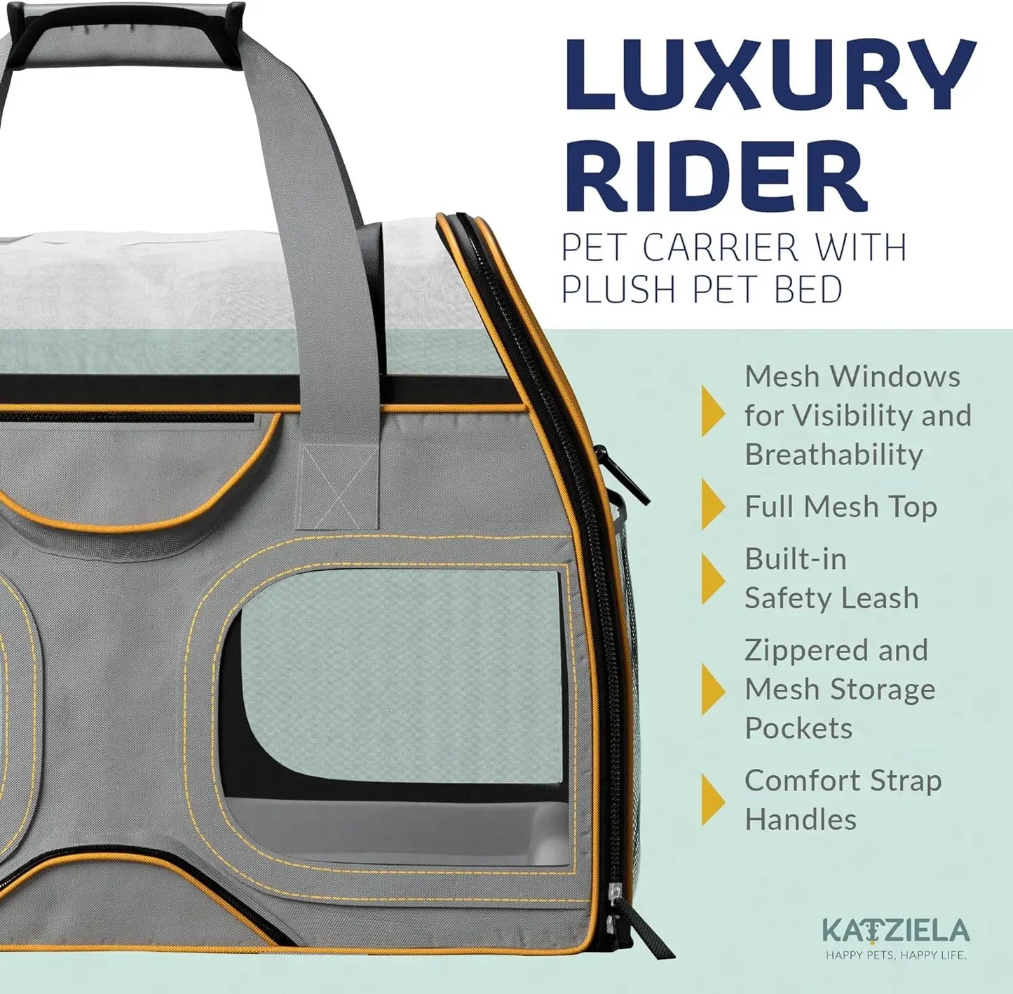 Rolling Pet Carrier - Airline Compliant with Removable Wheels - TSA Approved