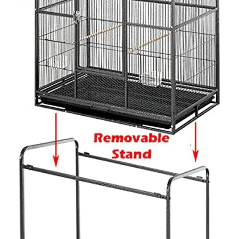 Large Double Birdhouse Treehouse Center Divider Cage with Rolling Stand