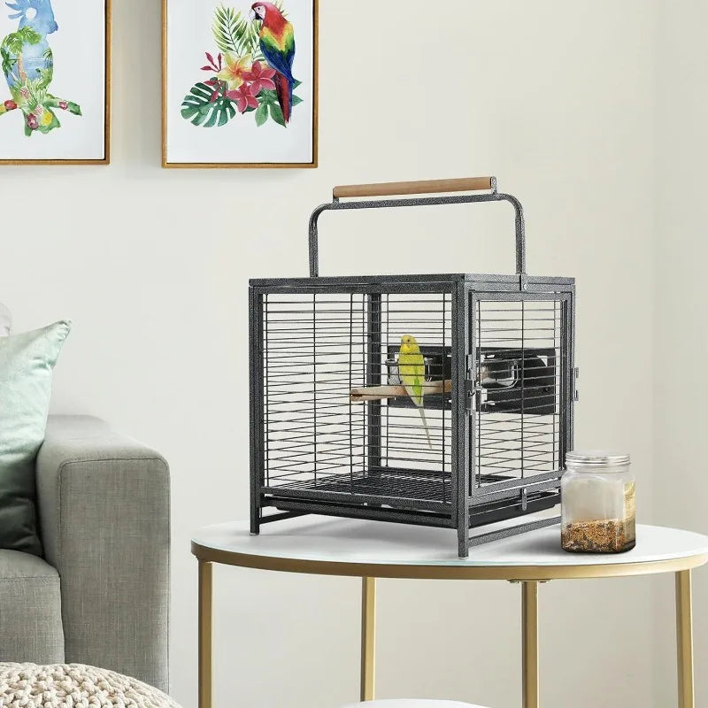 25.5'' Wrought Iron Bird Travel Carrier Cage