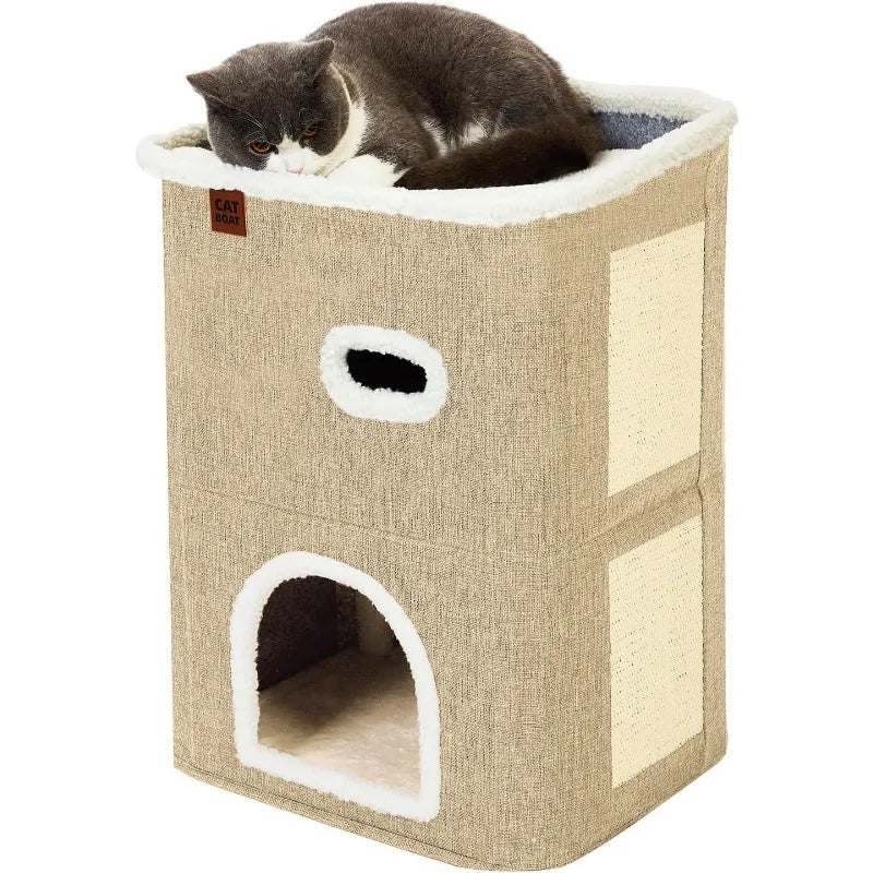 2-Story Cat House for Indoor Cats Bed